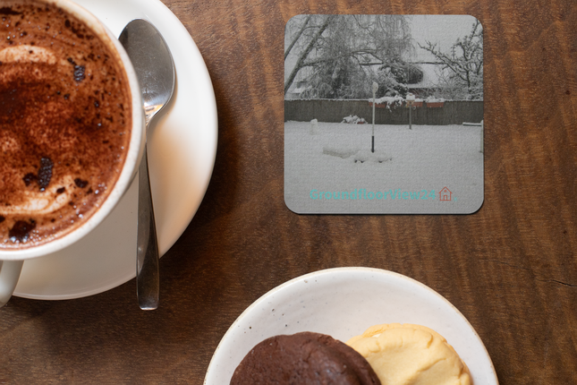 Winter Wonderland Cork-back coaster with groundfloorview24 with House Logo