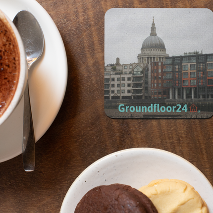 St. Paul's Cathedral Cork-back coaster with Groundfloor24 Logo