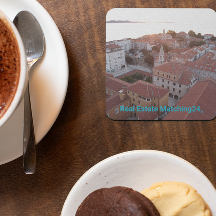 Roof Sunset View Cork-back coaster with realestatematching24 without key Logo