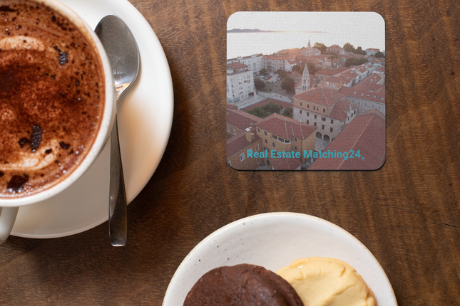 Roof Sunset View Cork-back coaster with realestatematching24 without key Logo