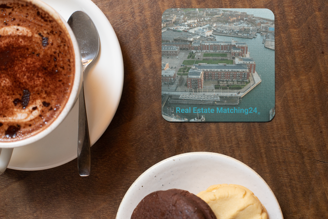 Nice City Cork-back coaster with realestatematching24 without key Logo