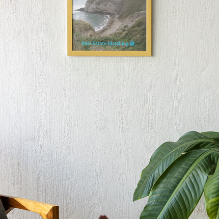 Sea & Hills Framed poster with realestatematching with key Logo