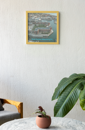 Nice City Framed photo paper poster with realestatematching24 with key Logo