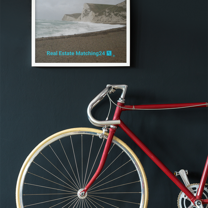 Waves and Sand Poster with realestatematching24 with key Logo