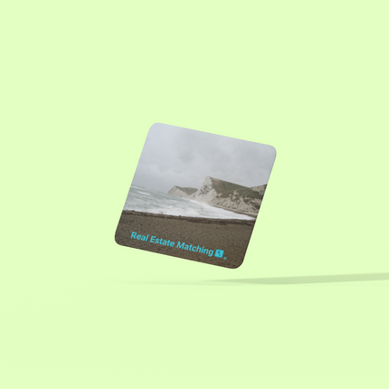 Waves and Sand Cork-back coaster with realestatematching with key Logo
