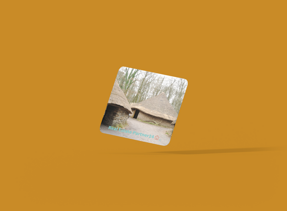 Village Charm Cork-back coaster with realestatepartner24 with house Logo