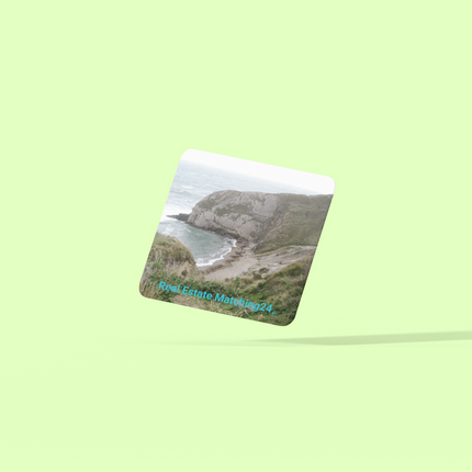 Sea & Hills Cork-back coaster with realestatematching24 without key Logo
