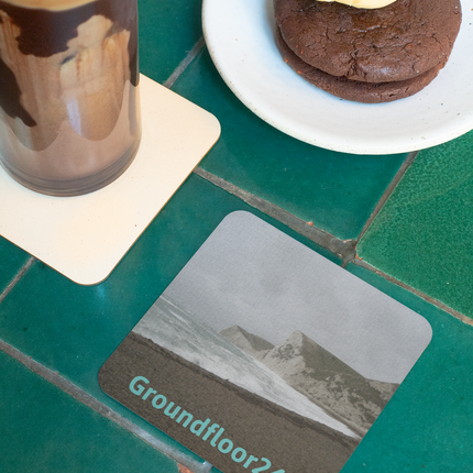 Waves and Sand Cork-back coaster with Groundfloor24 without House Logo