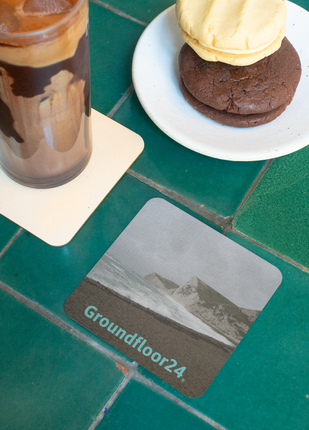 Waves and Sand Cork-back coaster with Groundfloor24 without House Logo