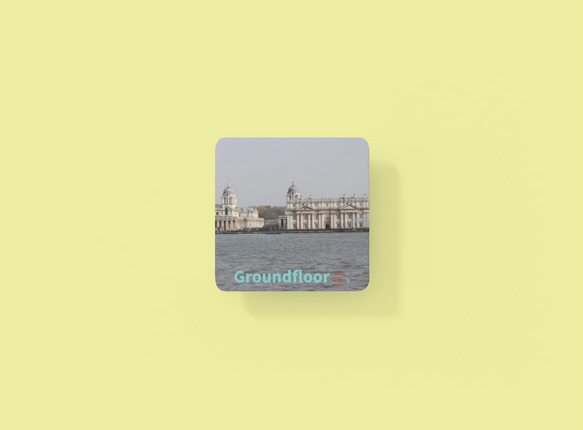 Riverside Beauty Cork-back coaster with Groundfloor with House Logo