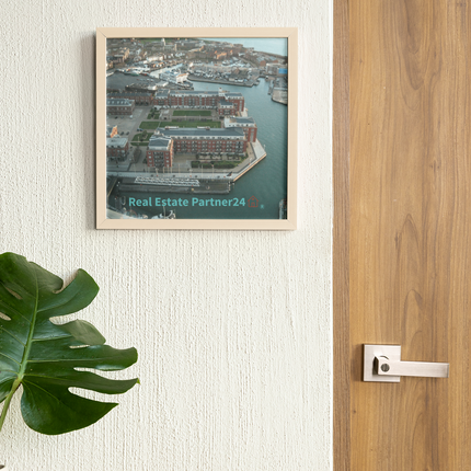 Nice City Framed photo paper poster with realestatepartner24 with house Logo