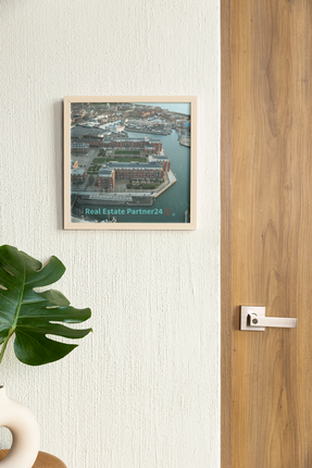 Nice City Framed photo paper poster with realestatepartner24 with house Logo