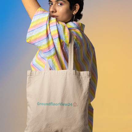 Organic denim tote bag with Real Estate Partner24 Logo