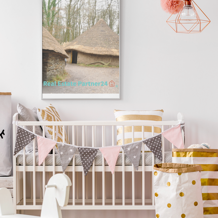 Village Charm Framed canvas with realestatepartner24 with house Logo