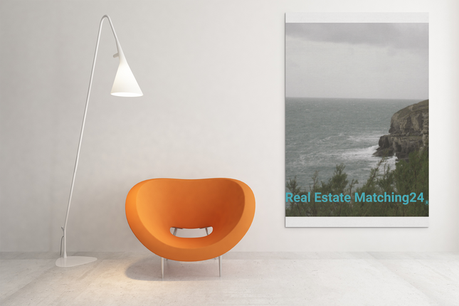 Seaside Serenity Poster with hangers with realestatematching24 without key Logo