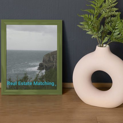 Seaside Serenity Framed canvas with realestatematching without key Logo