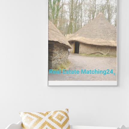 Village Charm Framed canvas with realestatematching24 without key Logo