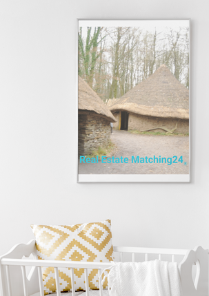 Village Charm Framed canvas with realestatematching24 without key Logo