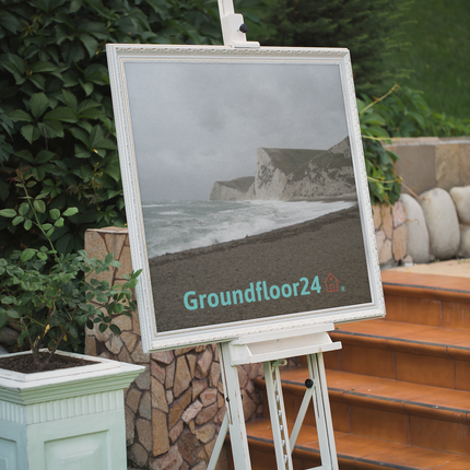 Waves and Sand Poster with Groundfloor24 with House Logo