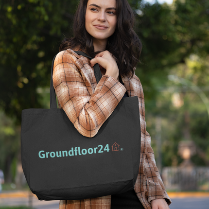 Large organic tote bag with Groundfloor24 Logo