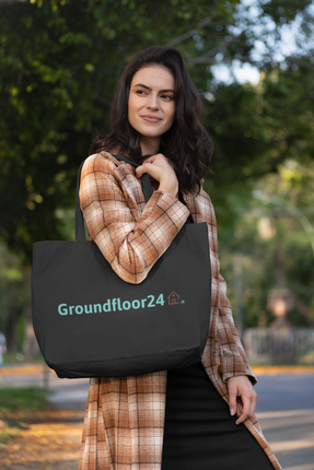 Large organic tote bag with Groundfloor24 Logo