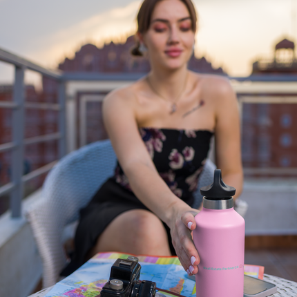 Travel mug with a handle with Groundfloor24 Logo