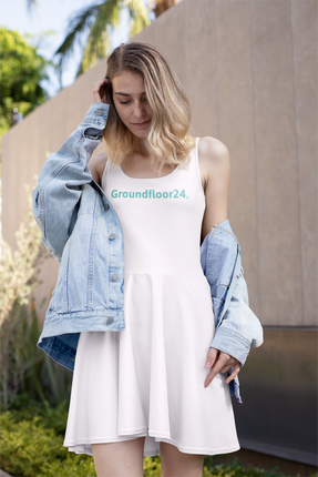 All-over print long sleeve midi dress with Groundfloor24 Logo