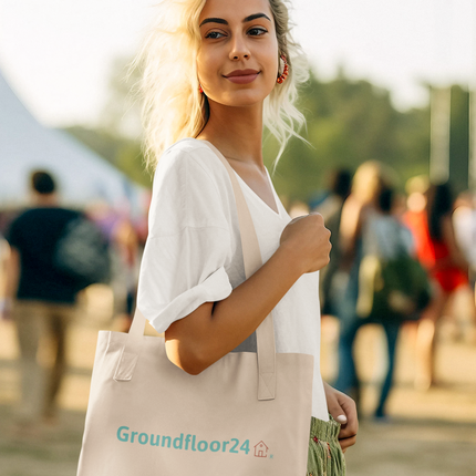 Organic denim tote bag with Groundfloor24 Logo