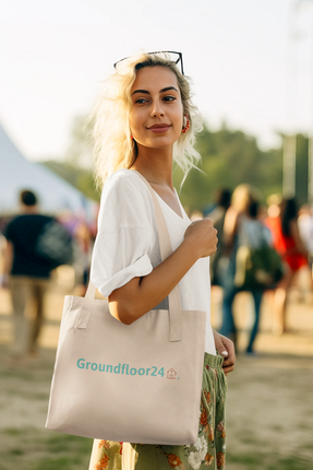 Organic denim tote bag with Groundfloor24 Logo