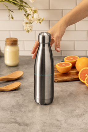Stainless Steel Water Bottle with Real Estate Partner24 Logo
