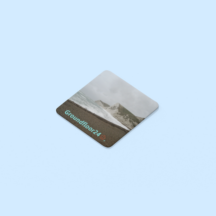 Waves and Sand Cork-back coaster with Groundfloor24 with House Logo