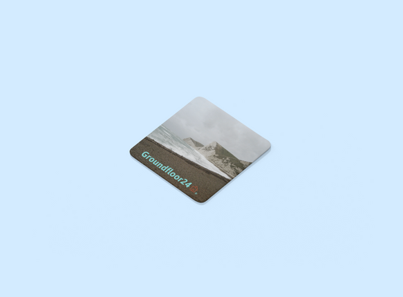 Waves and Sand Cork-back coaster with Groundfloor24 with House Logo