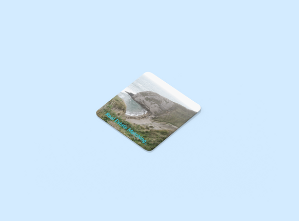 Sea & Hills Cork-back coaster with realestatematching without key Logo