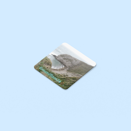 Sea & Hills Cork-back coaster with Groundfloor24 with House Logo