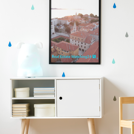 Roof Sunset View Framed canvas with realestatematching24 with key Logo