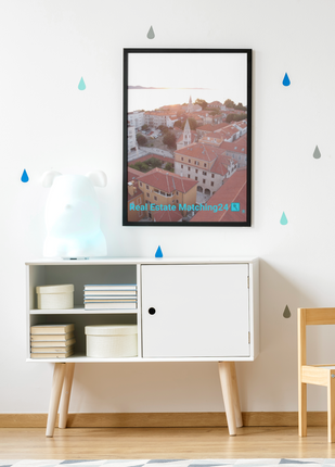 Roof Sunset View Framed canvas with realestatematching24 with key Logo