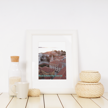 Roof Sunset View Photo paper poster with realestatepartner24 with house Logo