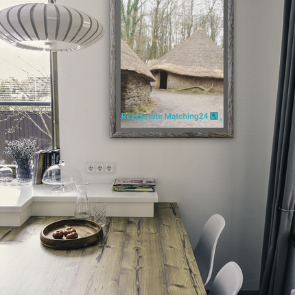 Village Charm Poster with realestatematching24 with key Logo