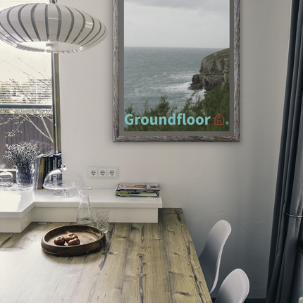 Seaside Serenity Poster with hangers with Groundfloor with House Logo