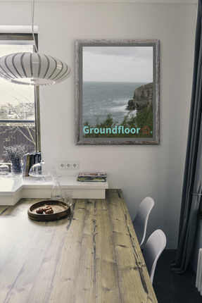 Seaside Serenity Poster with hangers with Groundfloor with House Logo