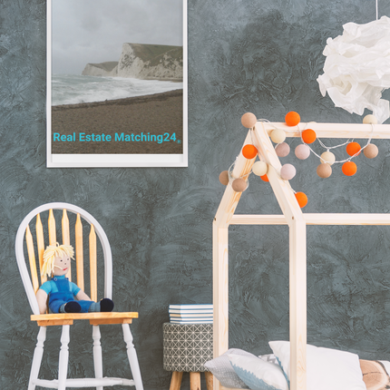 Waves and Sand Framed canvas with realestatematching24 without key Logo