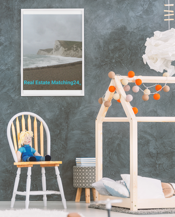 Waves and Sand Framed canvas with realestatematching24 without key Logo