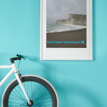 Waves and Sand Thin canvas with realestatematching24 with key Logo