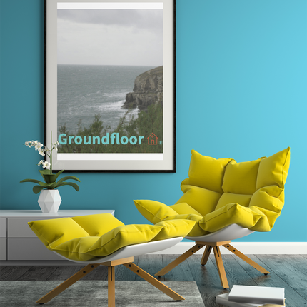 Seaside Serenity Poster with Groundfloor with House Logo