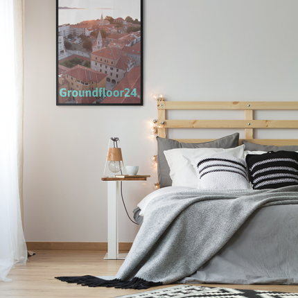 Roof Sunset View Framed poster with Groundfloor24 without House Logo