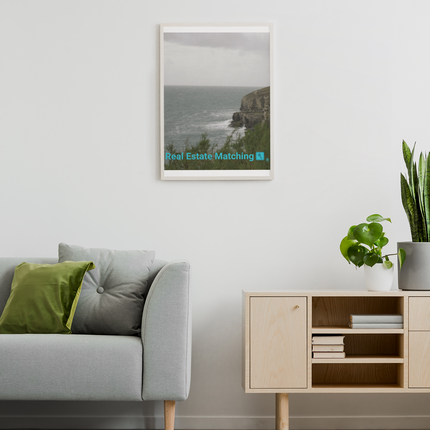 Seaside Serenity Poster with realestatematching with key Logo