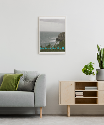 Seaside Serenity Poster with realestatematching with key Logo