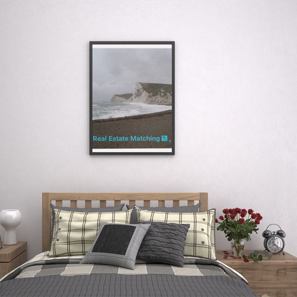 Waves and Sand Framed canvas with realestatematching with key Logo