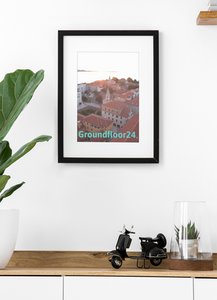 Roof Sunset View Framed photo paper poster with Groundfloor24 without House Logo