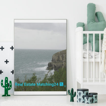 Seaside Serenity Canvas with realestatematching24 with key Logo